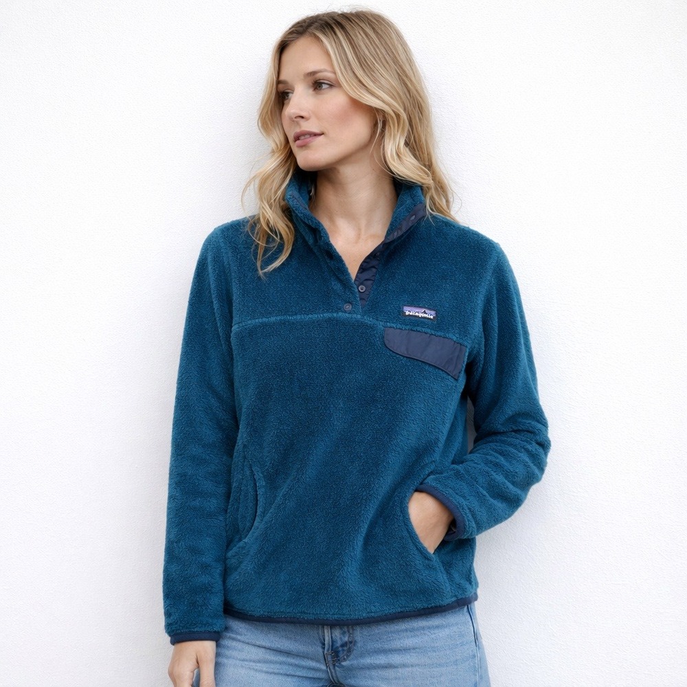 Patagonia Re-Tool Snap-T Fleece Teal Blue Pullover‎ Outdoor Hiking Gorpcore M